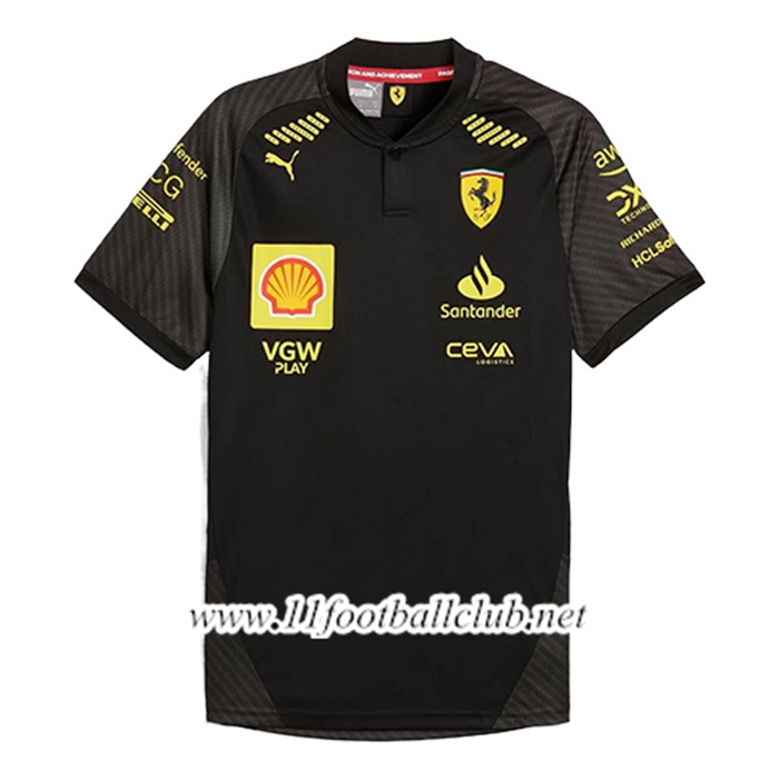 T-Shirt F1 Scuderia Ferrari Team Noir/Jaune 2024
