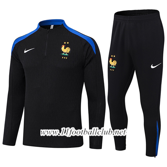 Ensemble Survetement de Foot France Noir/Bleu 2024/2025