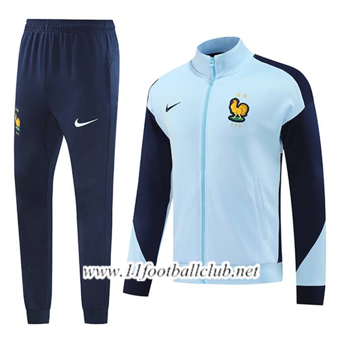 Ensemble Survetement de Foot Veste Foot France Bleu 2024/2025