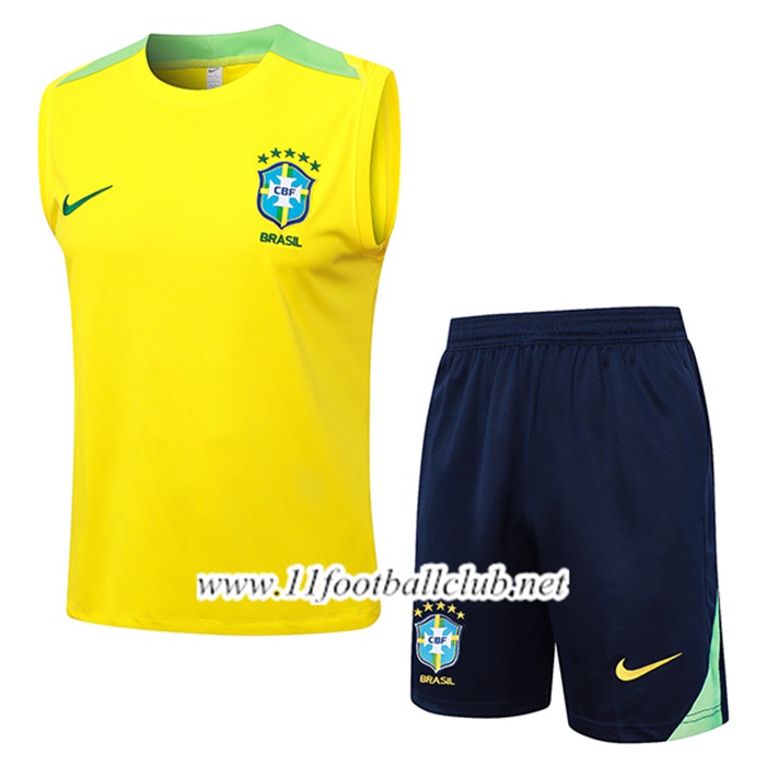 Ensemble Training Debardeur Brésil Jaune/Vert 2024/2025