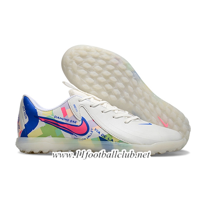 Nike Chaussures de Foot PHANTOM GX II CLUB TF Blanc/Vert/Rose