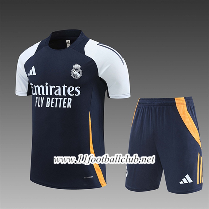 Ensemble Training T-Shirts Real Madrid Enfant Bleu/Blanc/Jaune 2024/2025