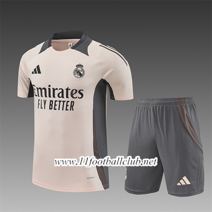 Ensemble Training T-Shirts Real Madrid Enfant Beige/Gris 2024/2025