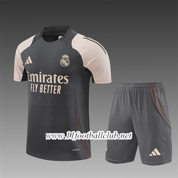 Ensemble Training T-Shirts Real Madrid Enfant Gris/Beige 2024/2025