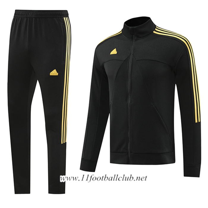 Ensemble Veste Survetement Adidas Noir/Jaune 2024/2025