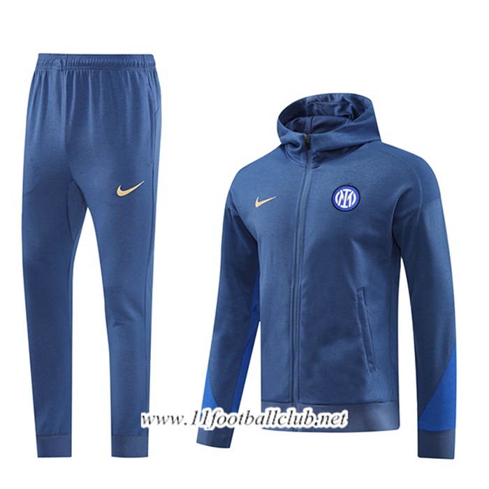 Ensemble Survetement Veste A Capuche Coupe-Vent Inter Milan Bleu 2024/2025