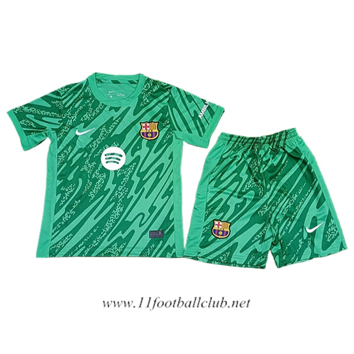 Maillot de Foot Barcelone Enfant Gardien De But Vert 2024/2025