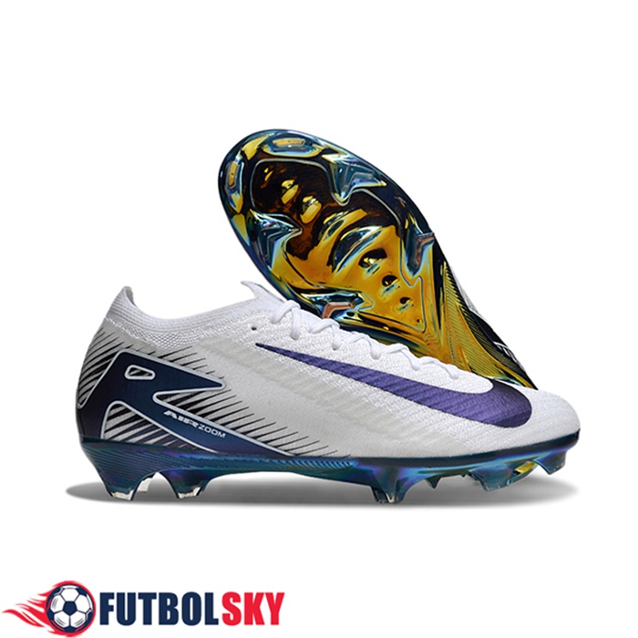 Nike Chaussures de Foot AIR Zoom Mercurial Vapor 16 Elite XXV FG Blanc/Bleu/Pourpre