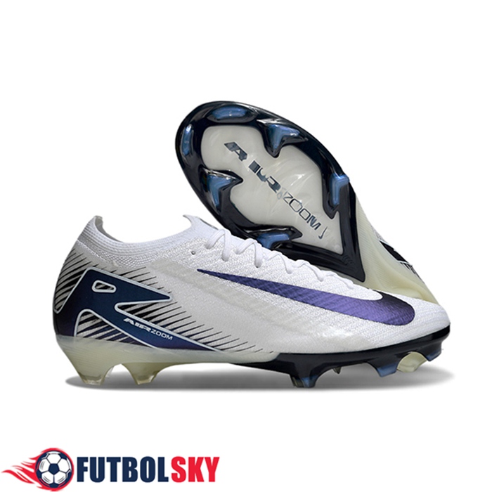 Nike Chaussures de Foot AIR Zoom Mercurial Vapor 16 Elite XXV FG Blanc/Bleu/Pourpre -02
