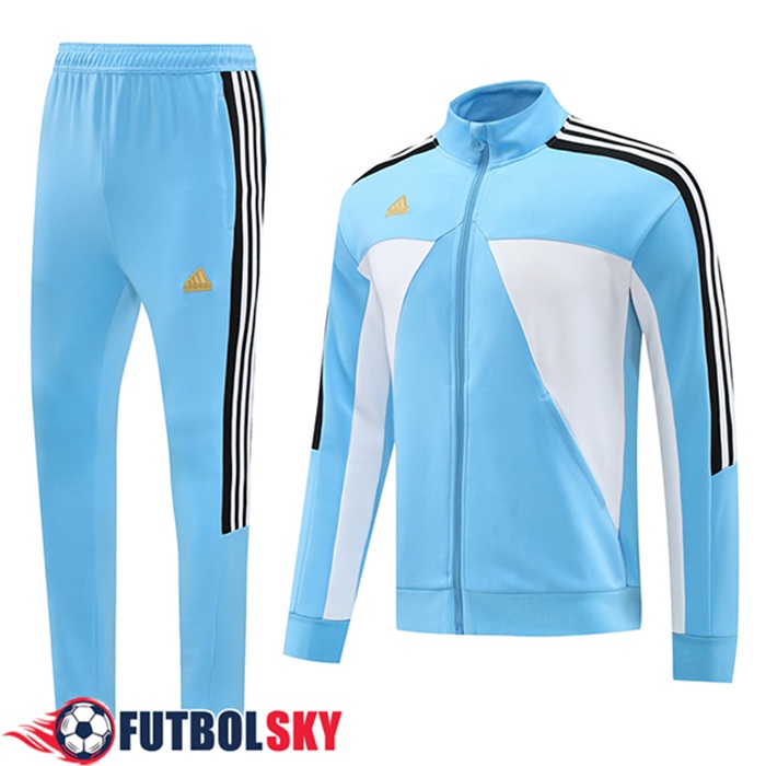 Ensemble Survetement de Foot Veste Foot Adidas Bleu/Blanc/Noir 2024/2025 -02