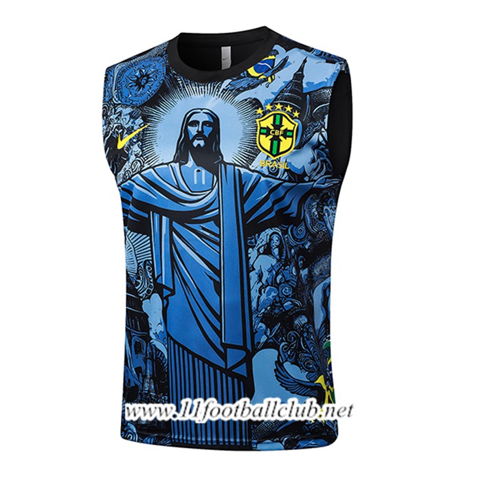 Training Debardeur Brésil Bleu/Noir 2024/2025