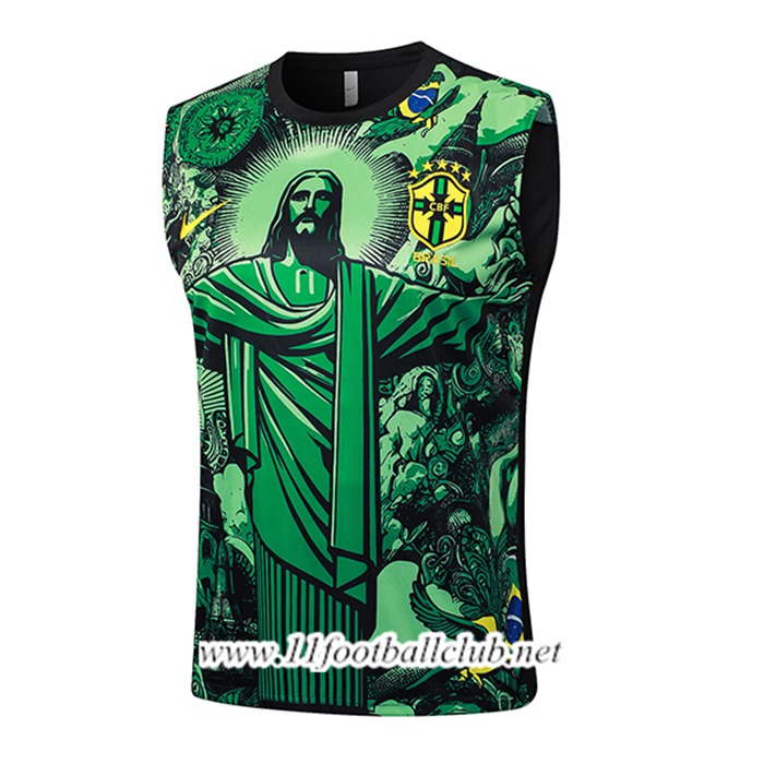 Training Debardeur Brésil Vert/Noir 2024/2025