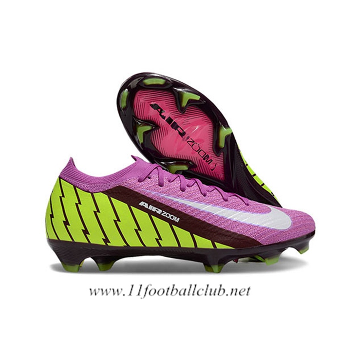 Nike Chaussures de Foot AIR Zoom Mercurial Vapor 16 Elite XXV FG Pourpre/Vert/Blanc