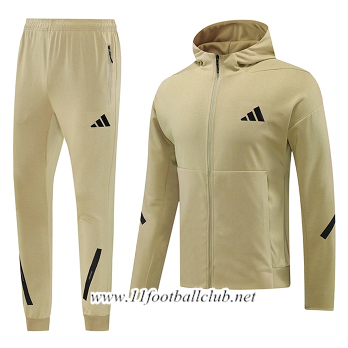 Ensemble Survetement Veste A Capuche Coupe-Vent Adidas Jaune/Noir 2024/2025