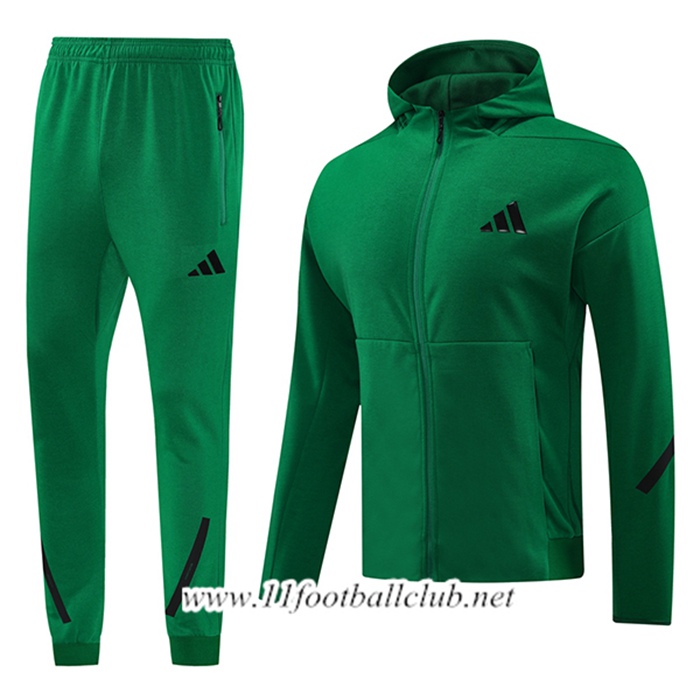 Ensemble Survetement Veste A Capuche Coupe-Vent Adidas Vert 2024/2025