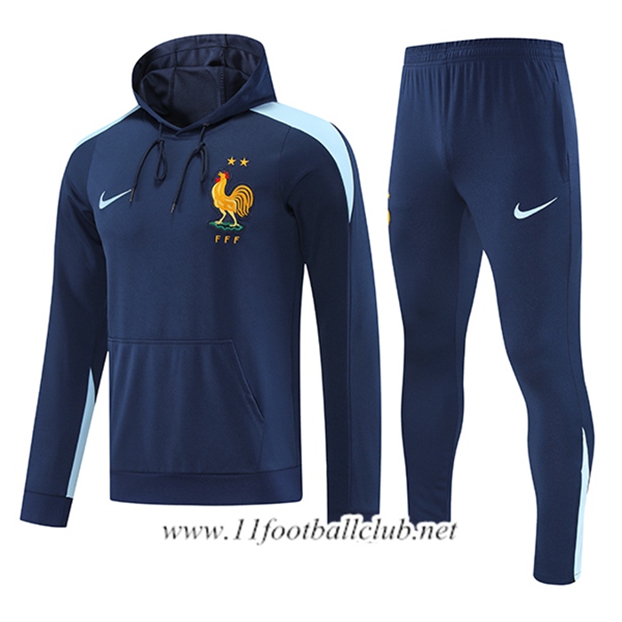 Ensemble Veste A Capuche Survetement de Foot France Bleu Royale 2024/2025