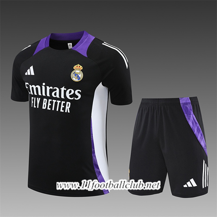 Ensemble Training T-Shirts Real Madrid Enfant Noir/Blanc/Pourpre 2024/2025