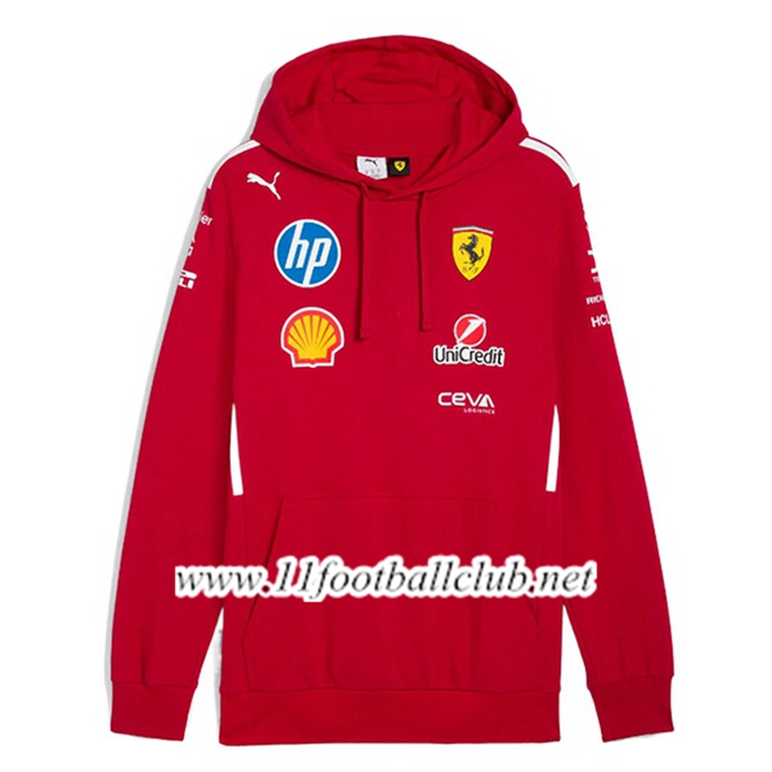 Sweatshirt Capuche Scuderia Ferrari F1 Team Rouge 2025