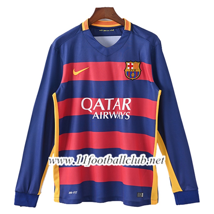Maillot de Foot FC Barcelone Retro Domicile Manches Longues 2015/2016