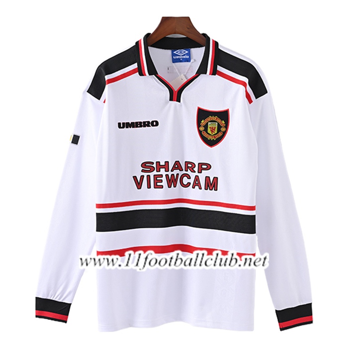 Maillot de Foot Manchester United Retro Exterieur Manches Longues 1998/1999
