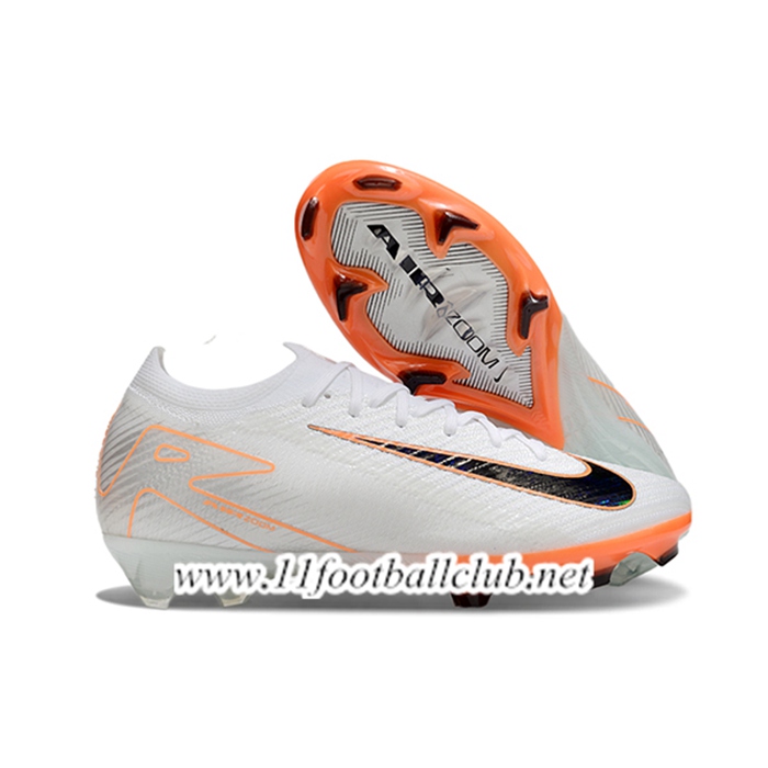 Nike Chaussures de Foot AIR Zoom Mercurial Vapor 16 Elite XXV FG Blanc/Orange/Noir