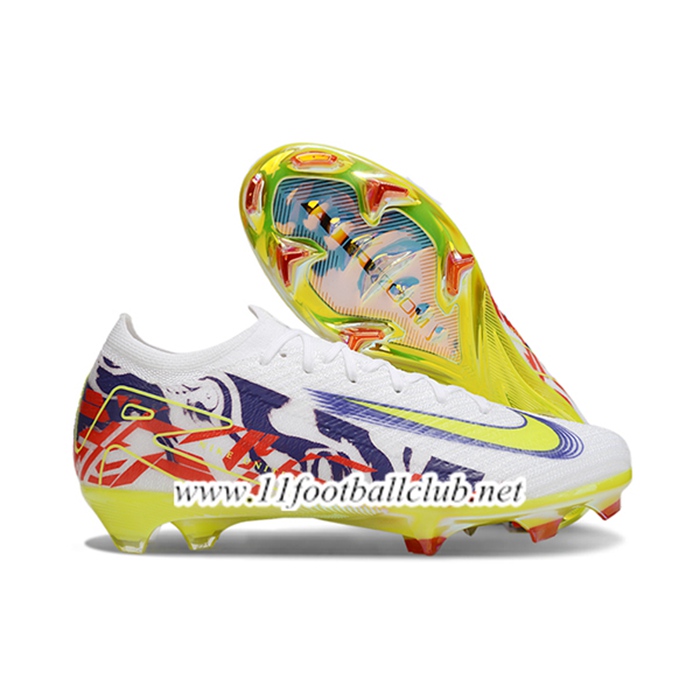 Nike Chaussures de Foot AIR Zoom Mercurial Vapor 16 Elite XXV FG Blanc/Pourpre/Rouge/Jaune