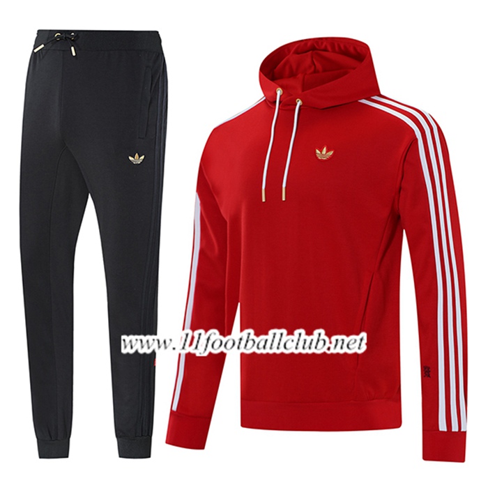 Ensemble Survetement Veste A Capuche Adidas Rouge/Blanc 2025/2026