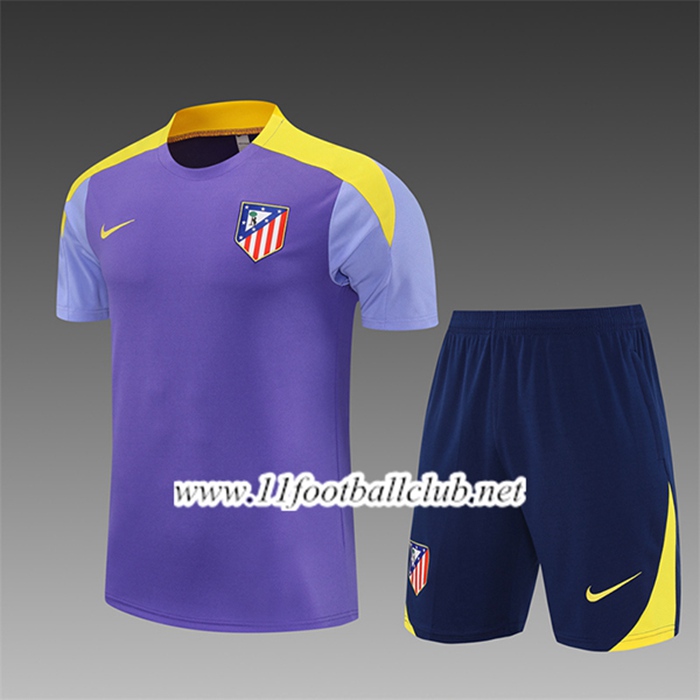 Ensemble Training T-Shirts Atletico Madrid Enfant Pourpre/Jaune 2025/2026