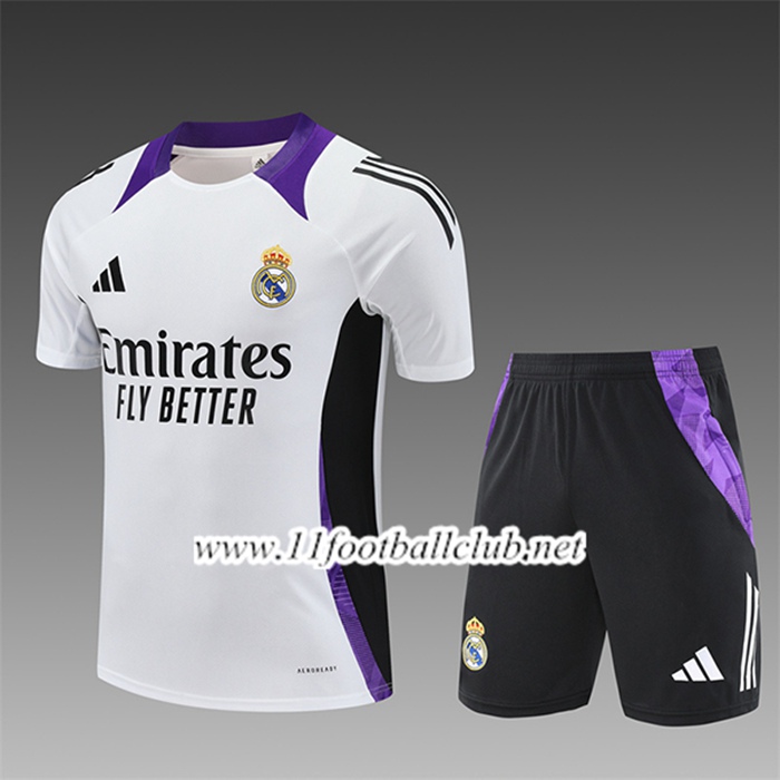 Ensemble Training T-Shirts Real Madrid Enfant Blanc/Noir/Pourpre 2025/2026