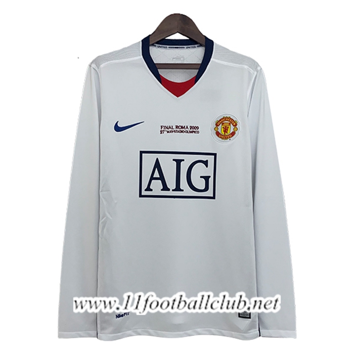 Maillot de Foot Manchester United Retro Exterieur Manches Longues 2008/2009