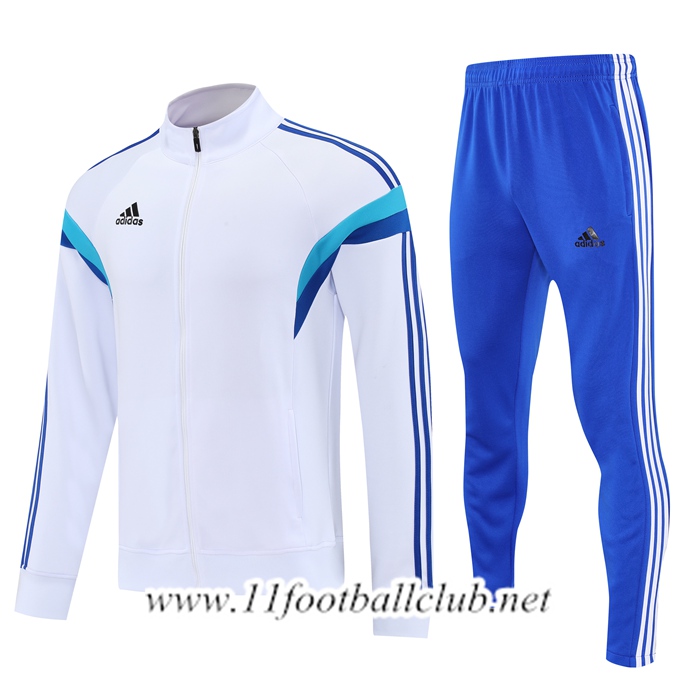 Ensemble Survetement de Foot Veste Adidas Blanc/Bleu 2025/2026
