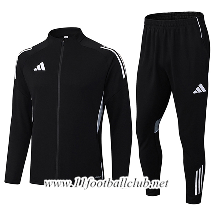 Ensemble Survetement de Foot Veste Foot Adidas Noir/Blanc/Gris 2025/2026