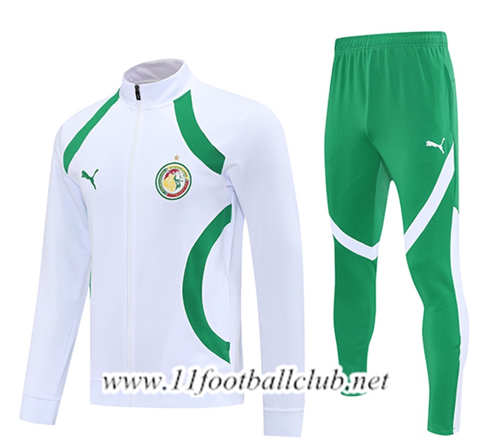 Ensemble Survetement de Foot Veste Foot Sénégal Blanc/Vert 2025/2026