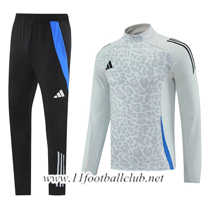 Ensemble Survetement de Foot Adidas Gris/Noir/Bleu 2025/2026