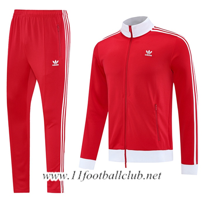 Ensemble Survetement de Foot Veste Foot Adidas Rouge/Blanc 2025/2026