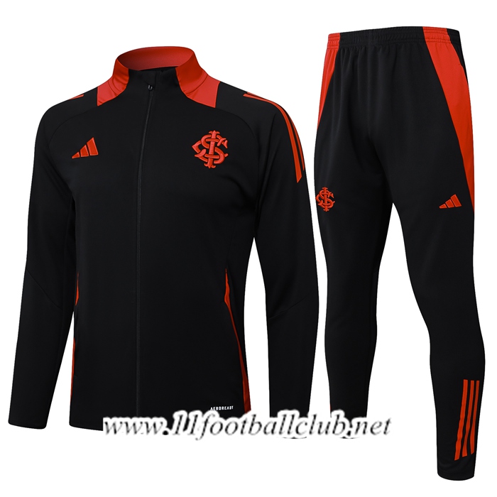 Ensemble Survetement de Foot Veste SC Internacional Noir/Rouge 2025/2026