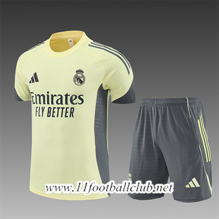 Ensemble Training T-Shirts Real Madrid Enfant Jaune/Gris 2025/2026