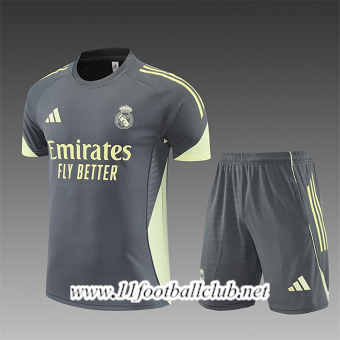 Ensemble Training T-Shirts Real Madrid Enfant Gris Foncé 2025/2026