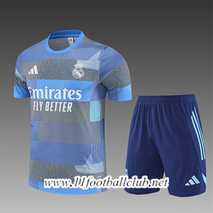 Ensemble Training T-Shirts Real Madrid Enfant Bleu/Gris 2025/2026