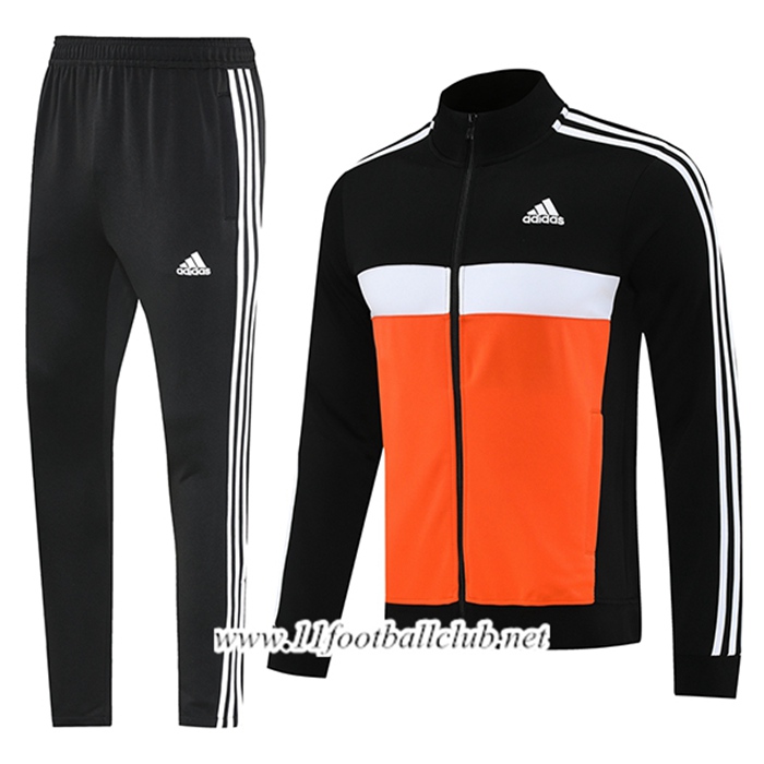 Ensemble Survetement de Foot Veste Foot Adidas Noir/Orange/Blanc 2025/2026