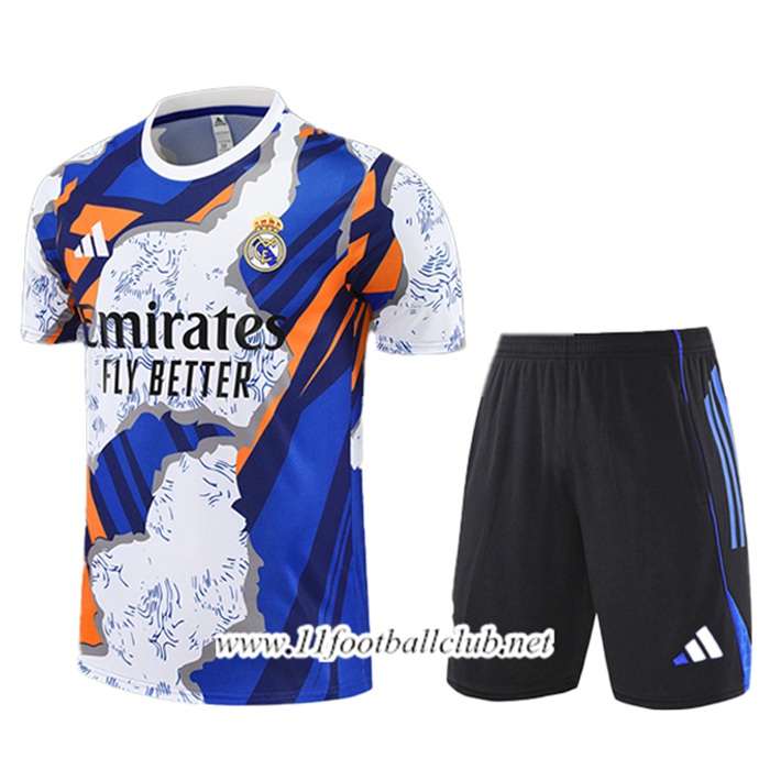Ensemble Training T-Shirts Real Madrid Enfant Blanc/Bleu/Orange 2025/2026