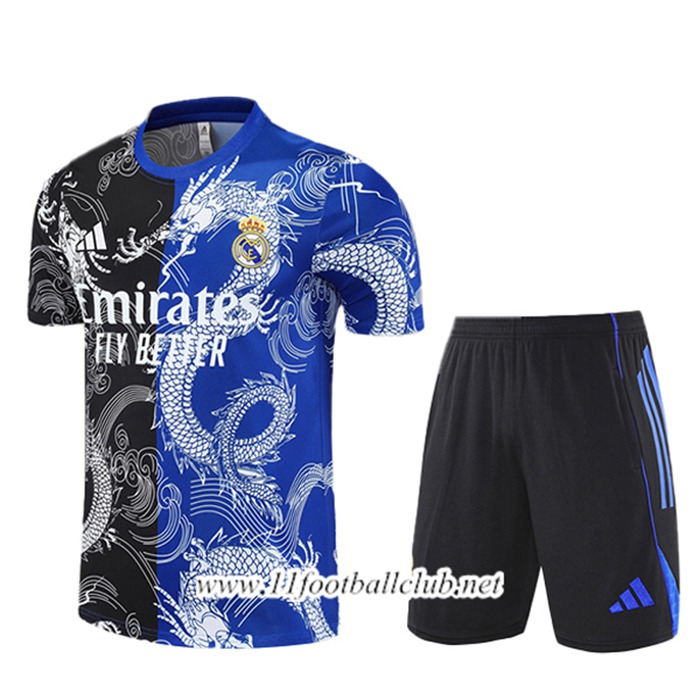 Ensemble Training T-Shirts Real Madrid Enfant Noir/Bleu/Blanc 2025/2026