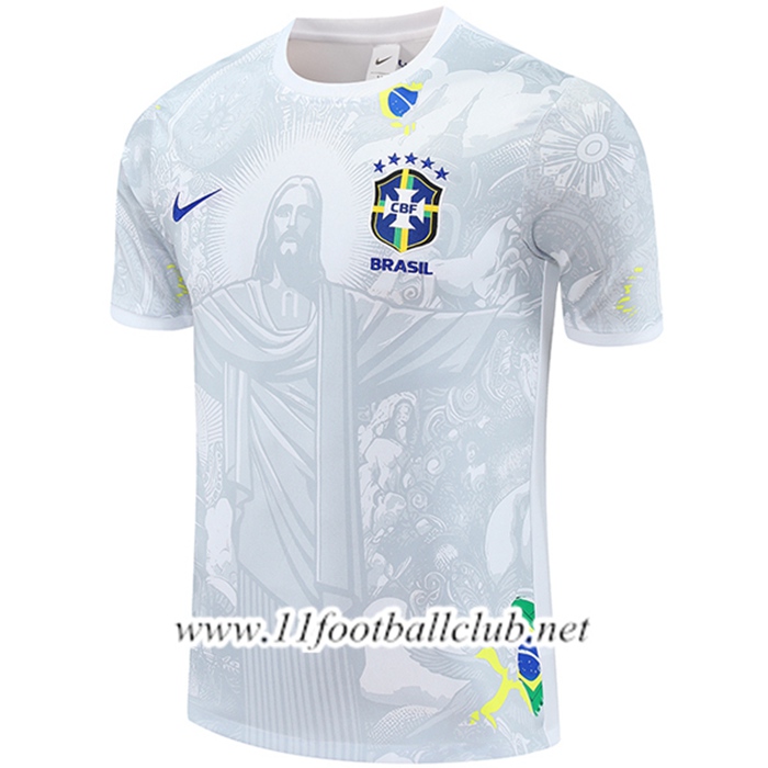 Training T-Shirts Brésil Blanc/Gris 2025/2026