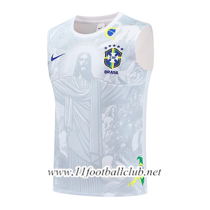 Training Debardeur Brésil Blanc/Gris 2025/2026