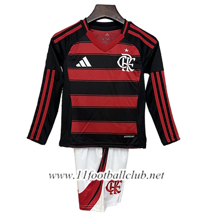 Nouveau Maillot de Foot Flamengo Enfant Manches Longues Domicile 2025/2026