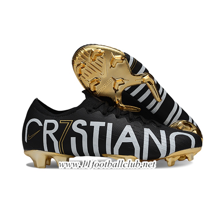 Nike Chaussures de Foot Mercurial Vapor XII Elite FG Noir/Blanc/Jaune