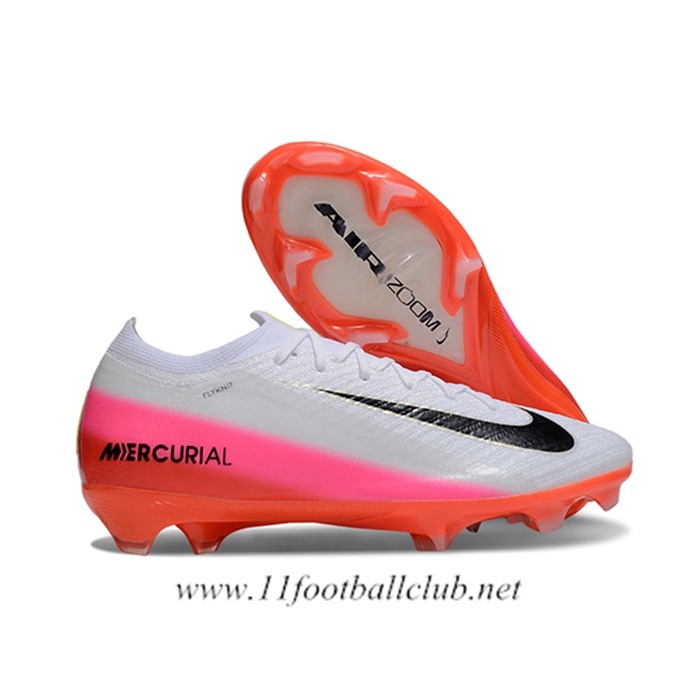 Nike Chaussures de Foot AIR Zoom Mercurial Vapor 16 Elite XXV FG Blanc/Noir/Rose/Orange