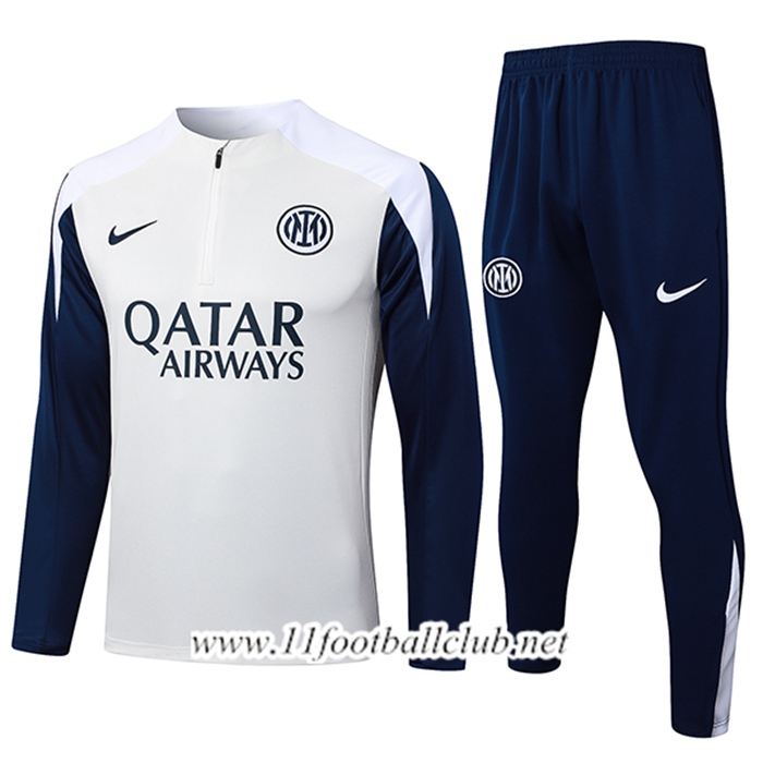 Ensemble Survetement de Foot Inter Milan Beige/Blanc/Bleu 2025/2026