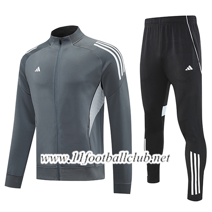 Ensemble Veste Survetement de Foot Adidas Gris/Blanc 2025/2026