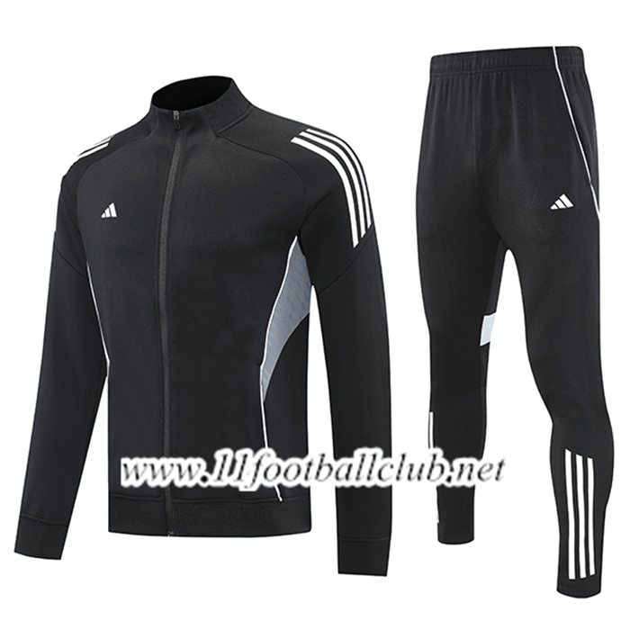 Ensemble Veste Survetement de Foot Adidas Noir/Gris/Blanc 2025/2026